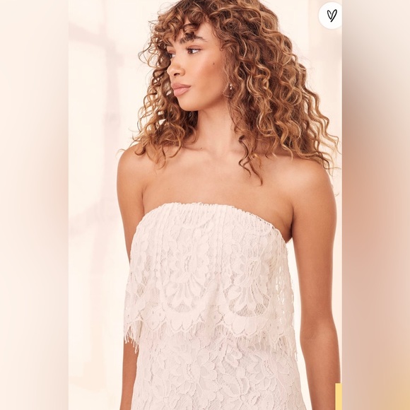 Lulu’s Delia White Lace Strapless Midi Dress size Medium - Picture 5 of 16